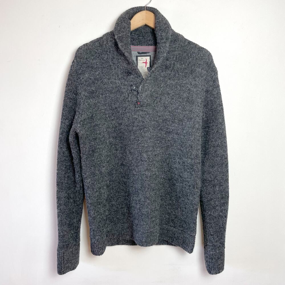 Relwen Old Salt Shawl Sweater Medium Gray‎ Quiet Luxury Old Money Timeless
